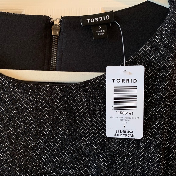 Torrid Metallic and Black Sparkly Side Knot Dress - Picture 3 of 9